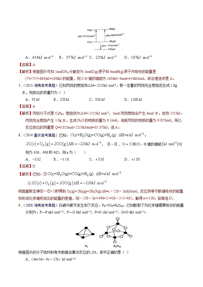 十年高考化学真题（2014-2023）分项汇编专题41反应热计算——键能（Word版附解析）第3页
