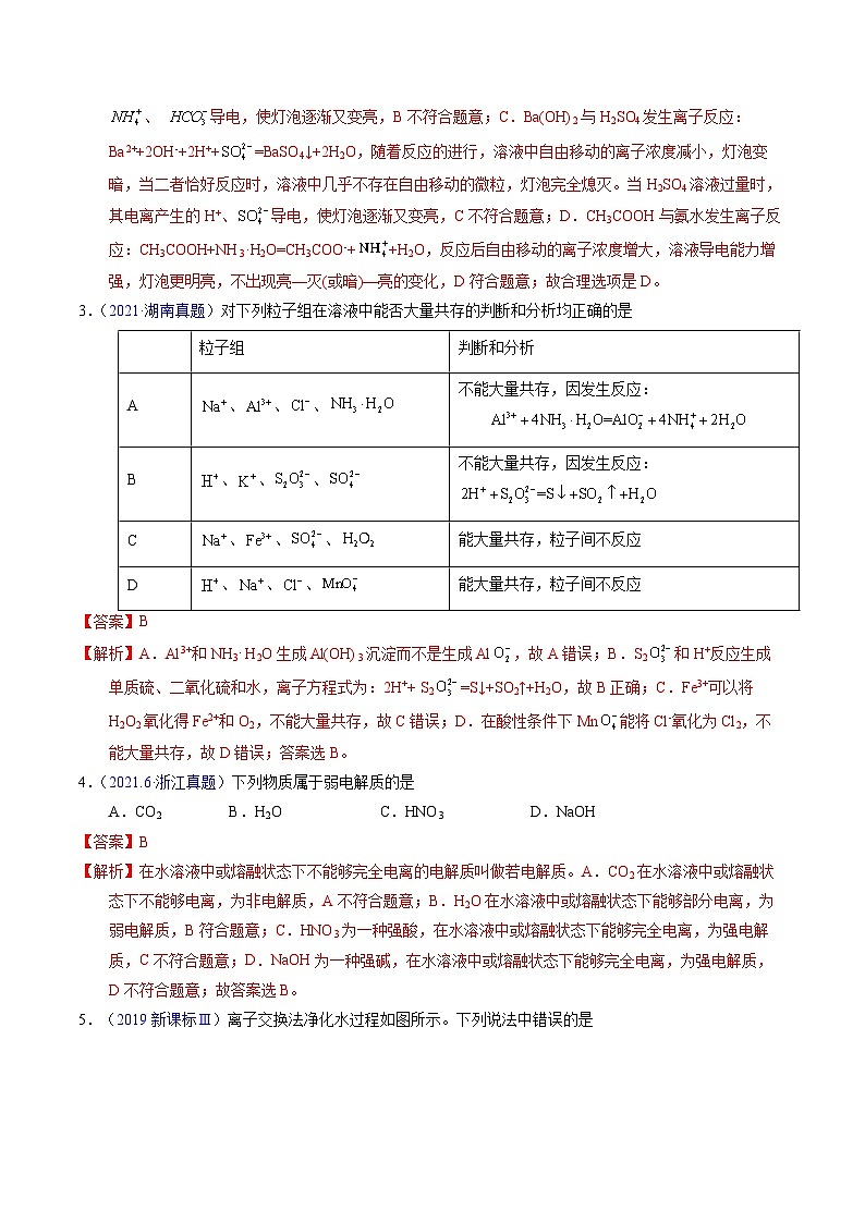 十年高考化学真题（2014-2023）分项汇编专题12离子反应与离子检验（Word版附解析）第2页