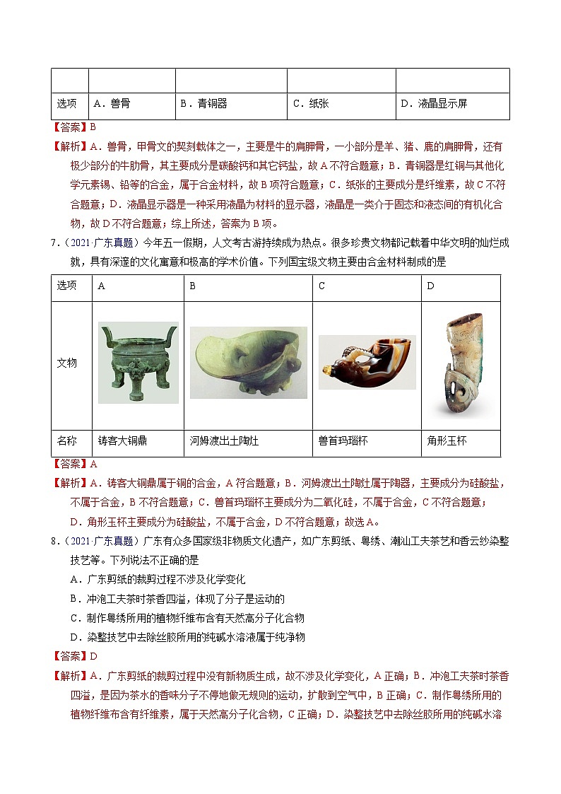 十年高考化学真题（2014-2023）分项汇编专题04化学与传统文化（Word版附解析）第3页
