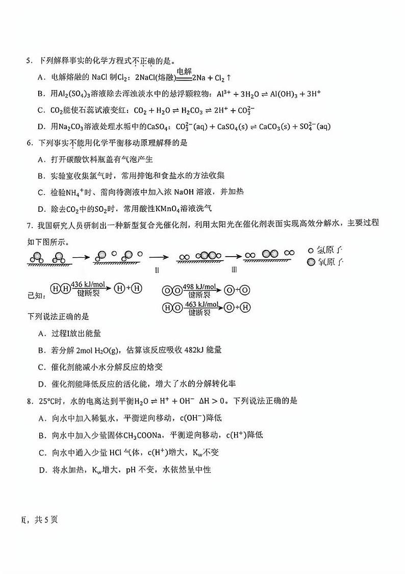北京市第二十中学2024-2025学年高二上学期期末考试 化学试题第2页