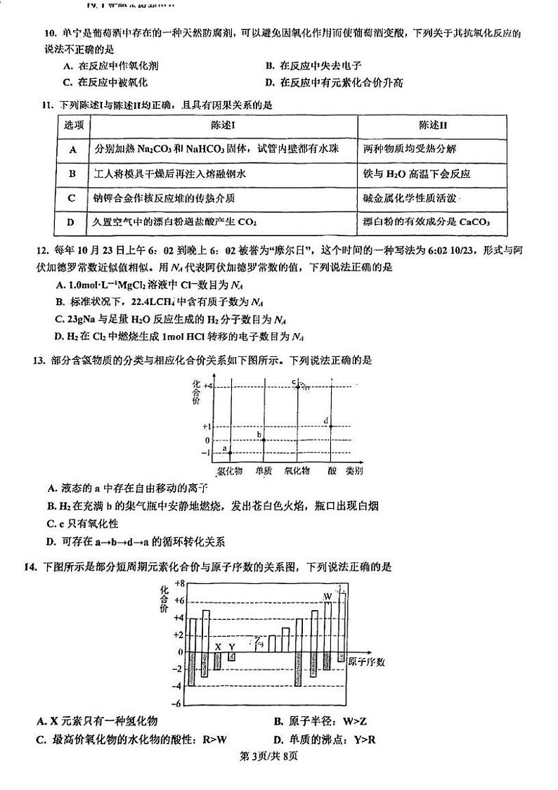 广东省江门市棠下中学、实验中学（高中部）2024-2025学年高一上学期期末考试 化学试题第3页