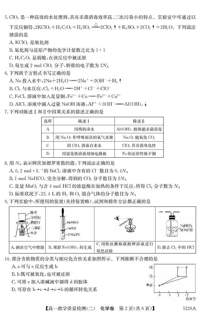 广东省八校联盟2024-2025学年高一上学期教学质量检测（二）化学第2页