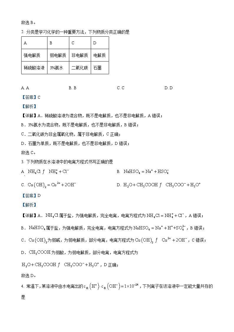 河北省沧州市名校联盟2024-2025学年高二上学期11月期中考试 化学试题  Word版含解析第2页