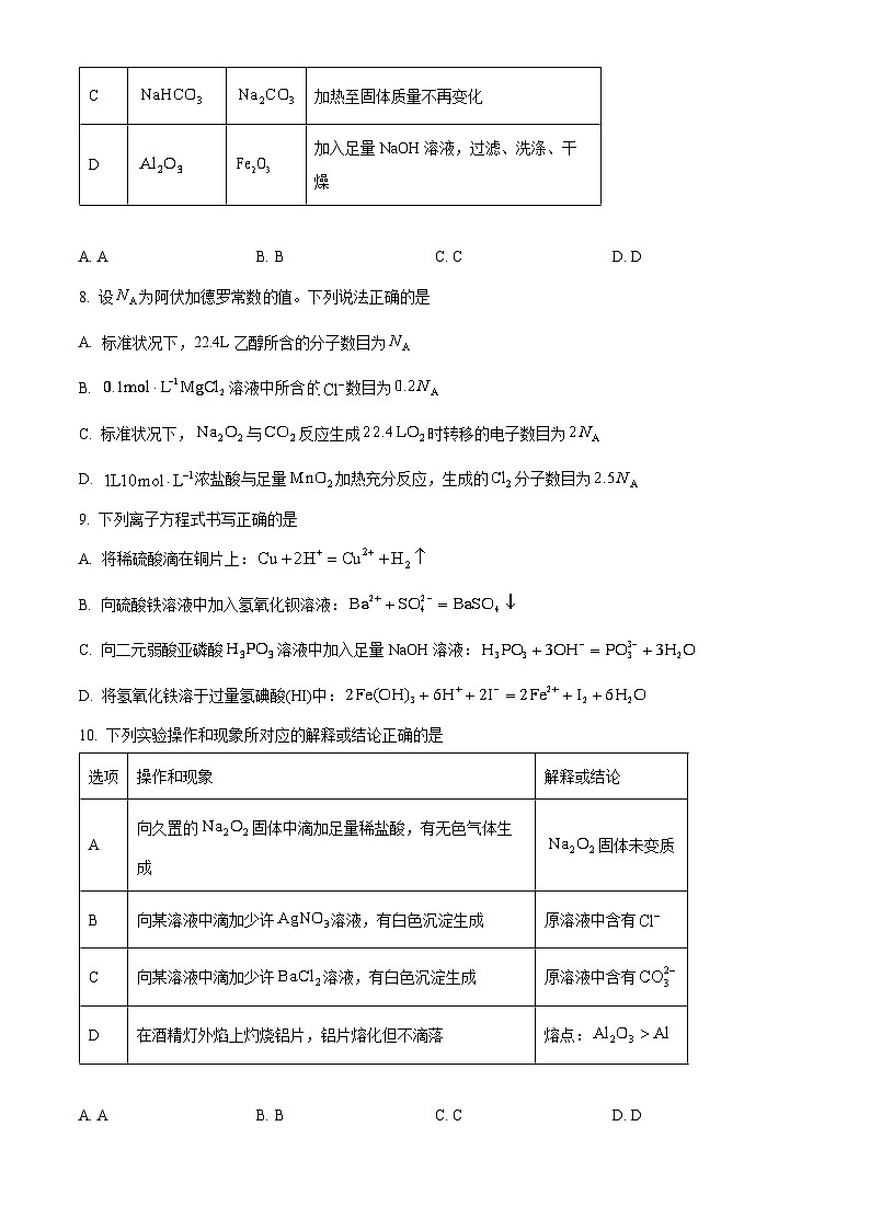 四川省川南川东北地区2024-2025学年高一上学期12月期末联考化学试题第3页