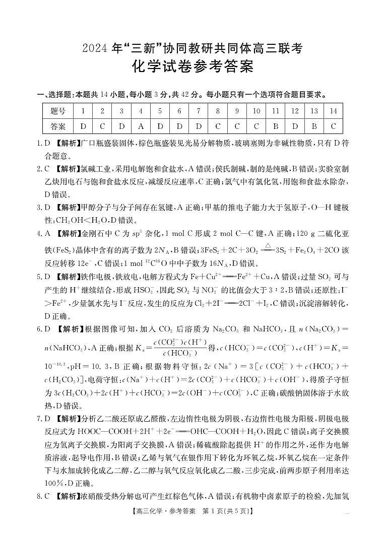 化学172C（A卷）答案第1页