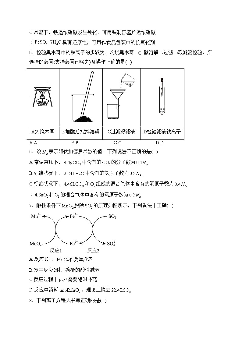 江苏省十校联盟2024-2025学年高一上学期阶段联测化学试卷(含答案)第2页