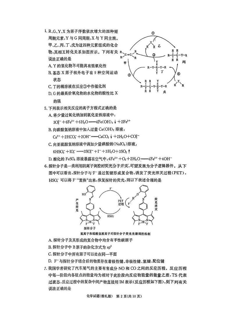雅礼中学2025届高三上学期12月考试卷（四）化学试题及答案第2页