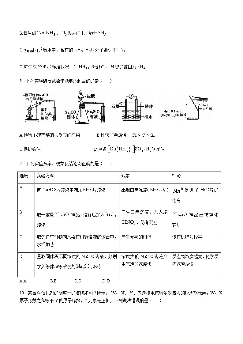 重庆市顶级名校2024-2025学年高三上学期11月适应性月考卷（三）化学试题含答案第3页