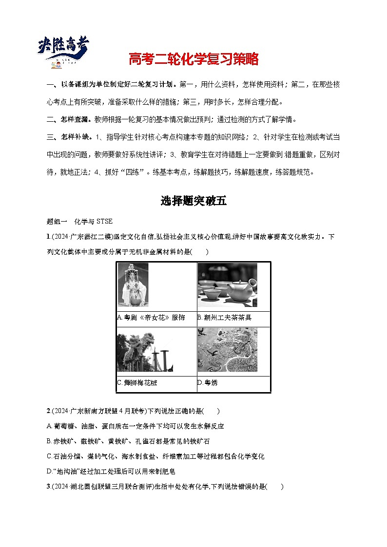 2025年高考化学二轮复习专练 大单元 选择题突破5（通用版，含解析）第1页