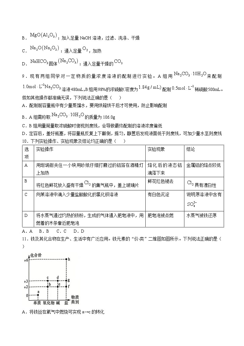 2025运城高一上学期12月质量检测试题化学含解析第3页