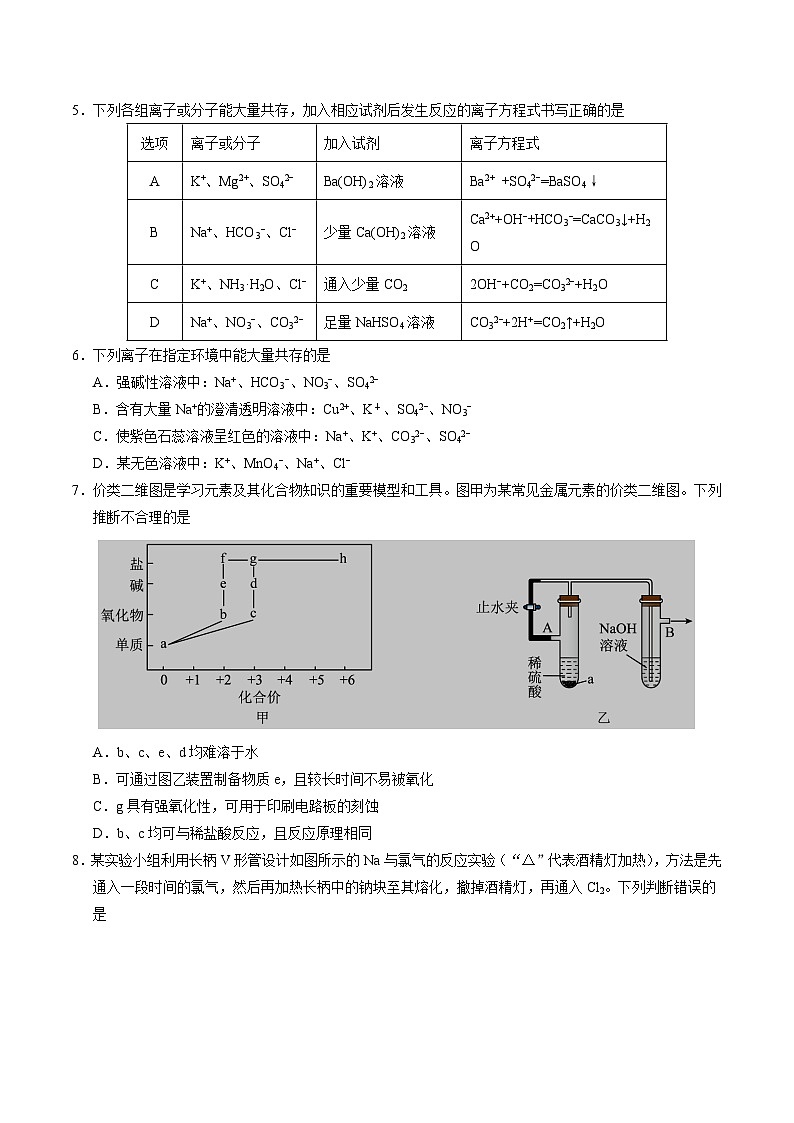 安徽省江南十校2024-2025学年高一上学期12月份分科诊断考试化学试卷第2页