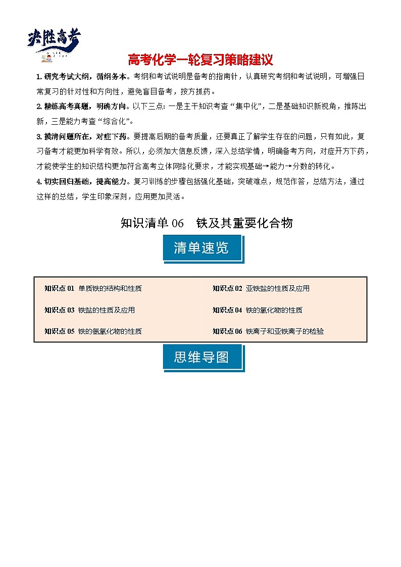 专题06 铁及其重要化合物（解析版）第1页