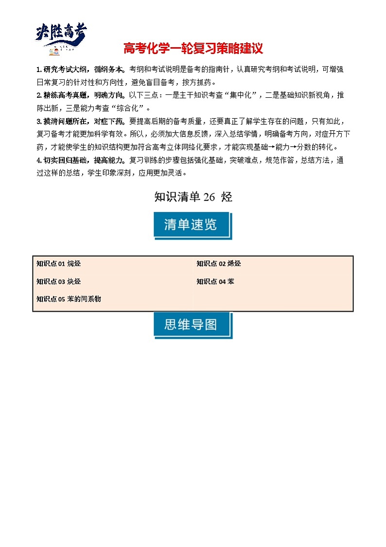 专题26 烃-2025年高考化学一轮复习知识点（新高考专用）（解析版）第1页
