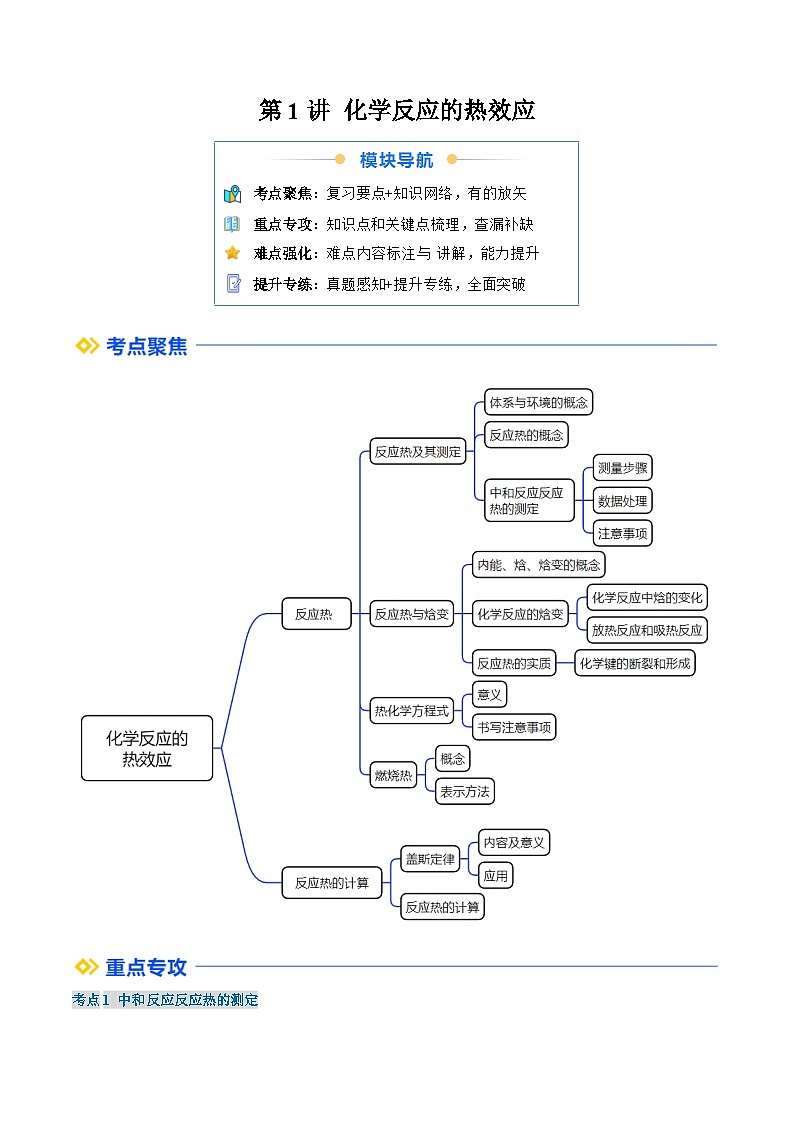 ①寒假复习-第1讲 化学反应的热效应（教师版）-2025年高二化学寒假衔接讲练 (人教版) 第1页