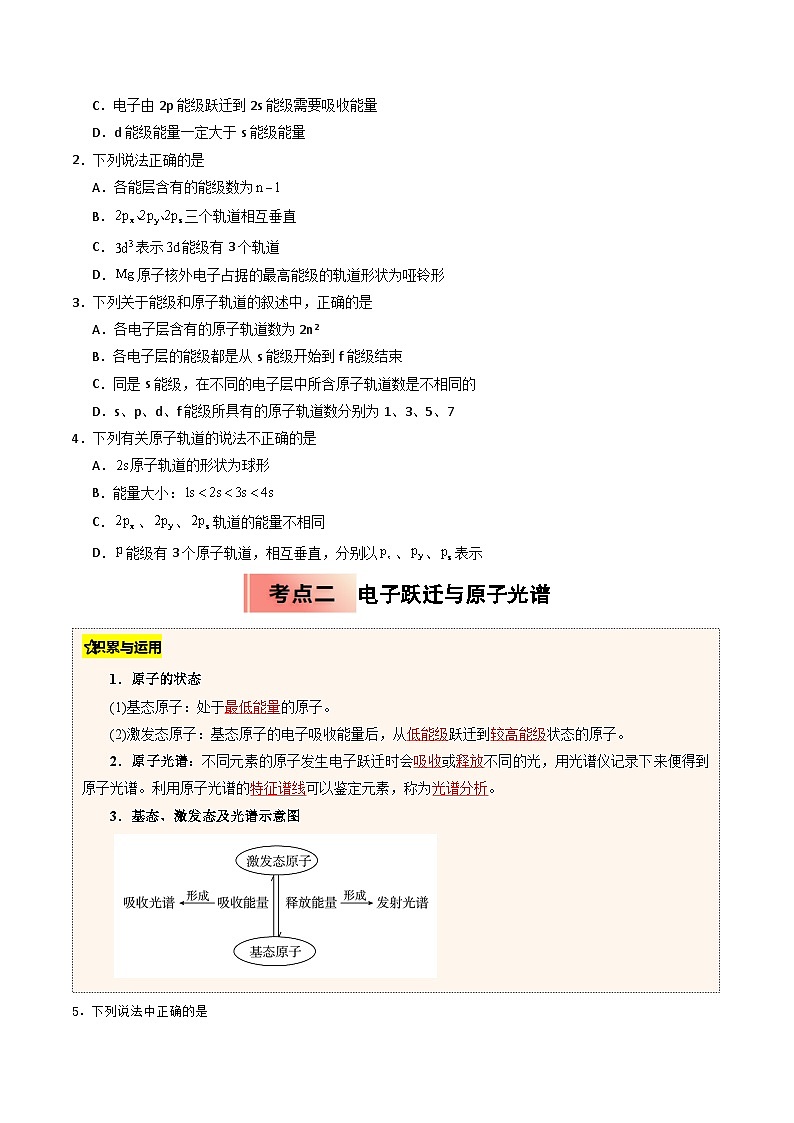 ③寒假提升练-专题13 原子结构（学生版）-2025年高二化学寒假衔接讲练 (人教版) 第2页