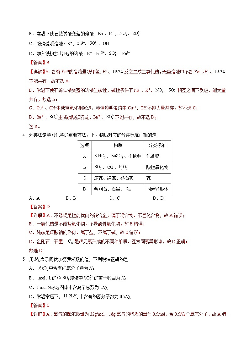 高一化学下学期开学摸底考（解析版）-2025年高一化学寒假衔接讲练 (人教版) 第2页