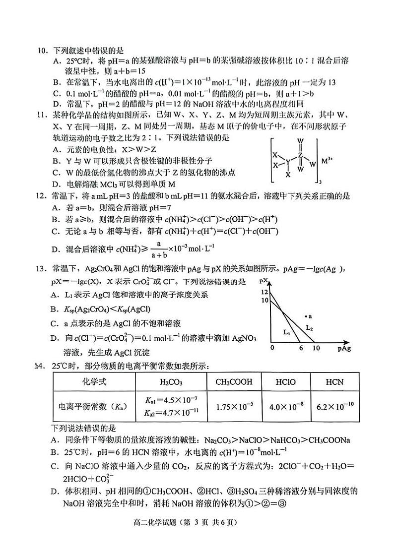 湖南省益阳市2024-2025学年高二上学期1月期末考试 化学试题第3页