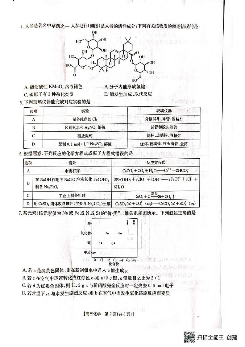 广西壮族自治区部分高中2024-2025学年高三上学期1月期末调研化学试题第2页