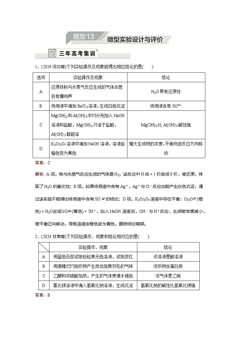 题型13   微型实验设计与评价第1页