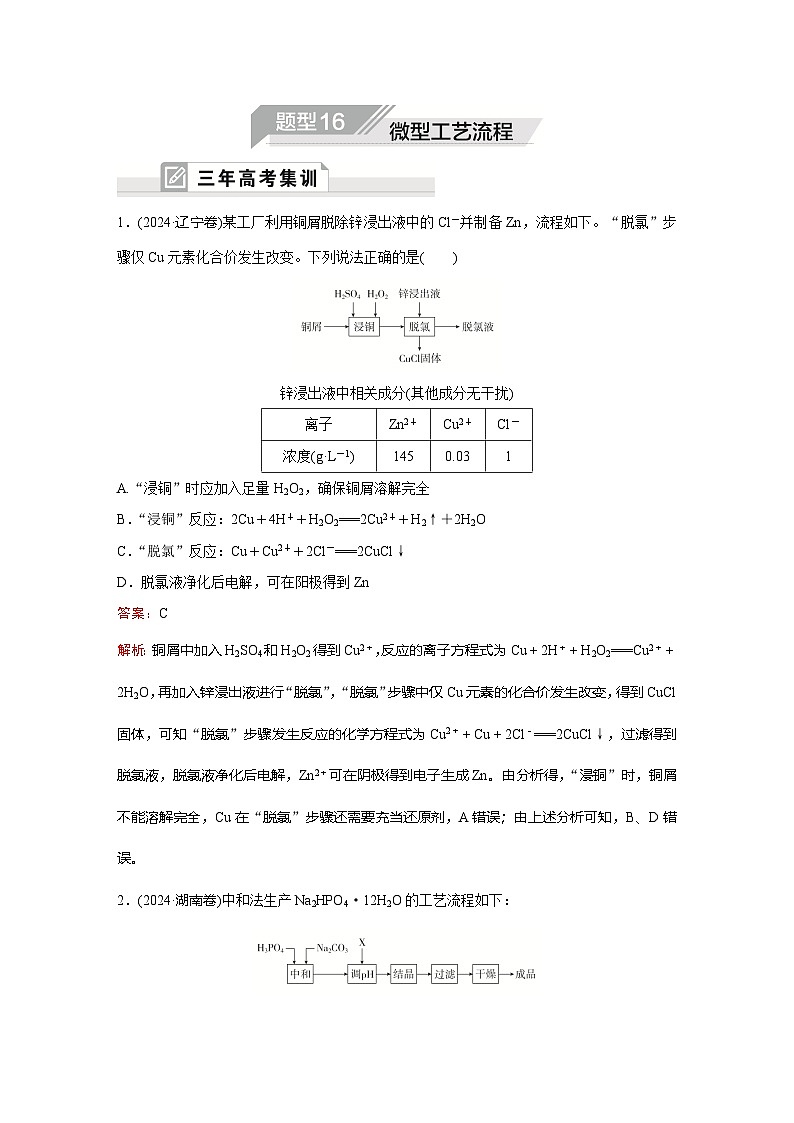 题型16  微型工艺流程第1页