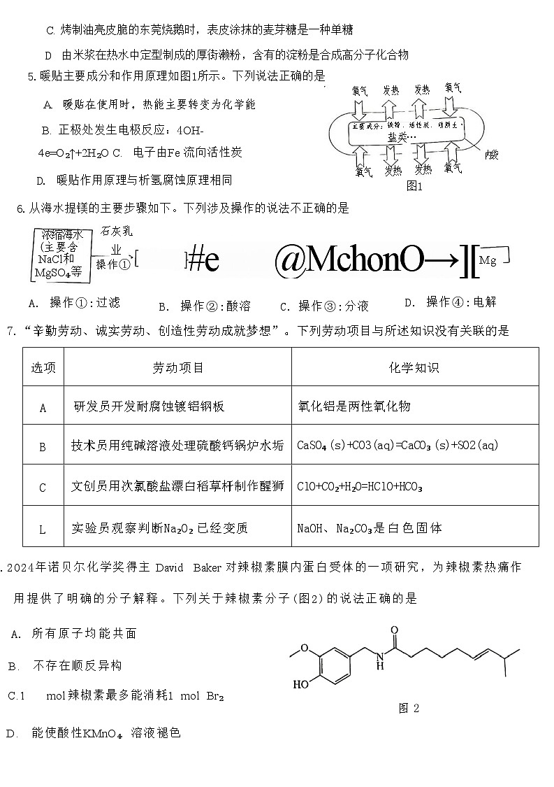 广东省（东莞、揭阳、韶关市）2025年高三上学期期末考试 化学试题（原卷）第2页