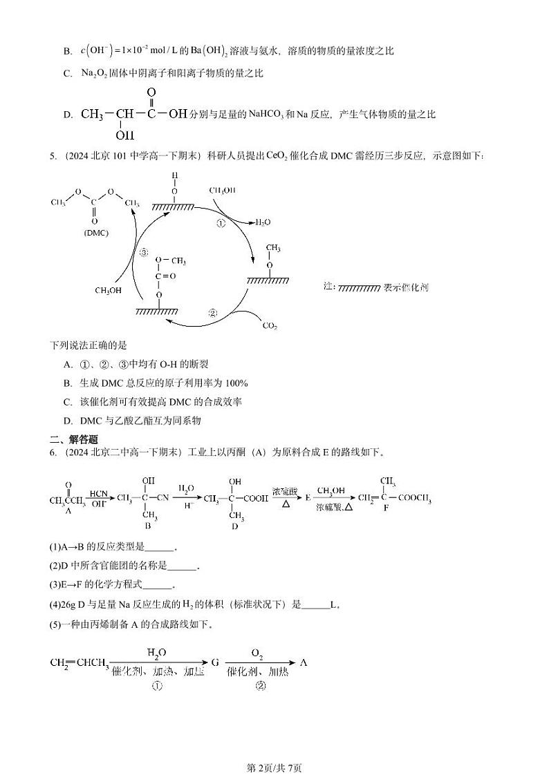 2024北京重点校高一（下）期末真题化学汇编：烃的衍生物章节综合第2页