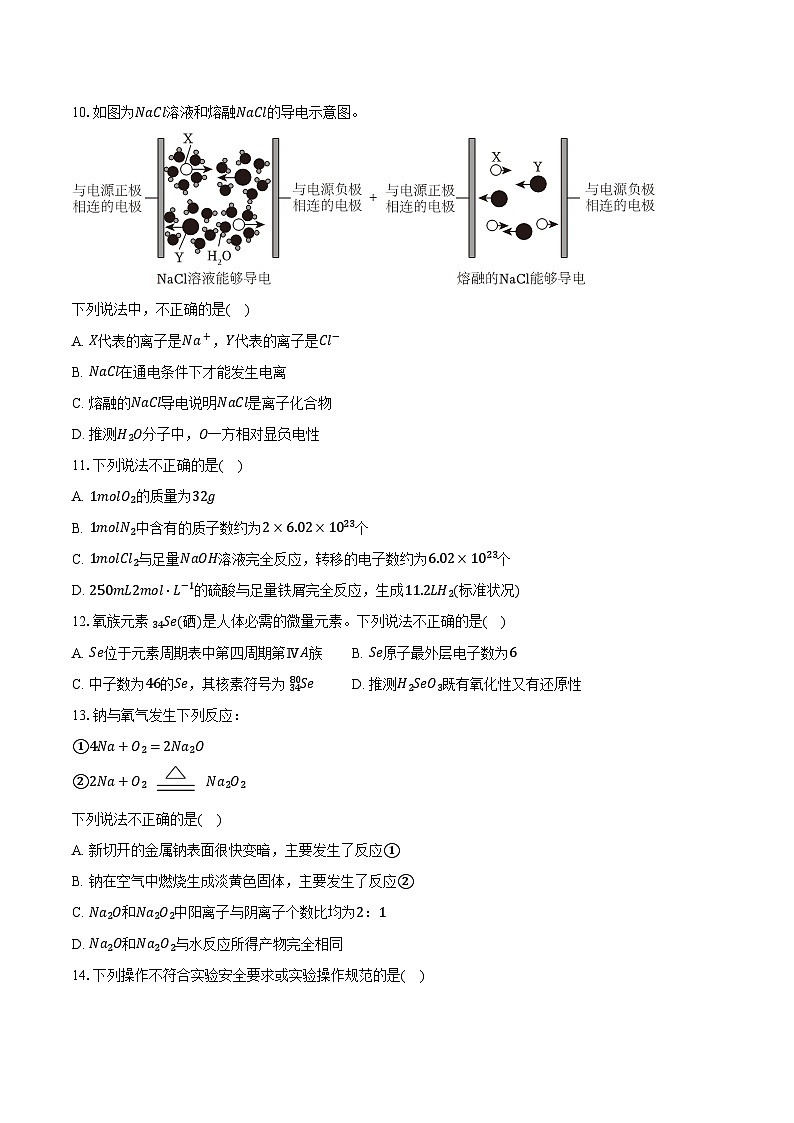 北京市朝阳区2024-2025学年高一（上）期末化学试卷（含答案）第2页