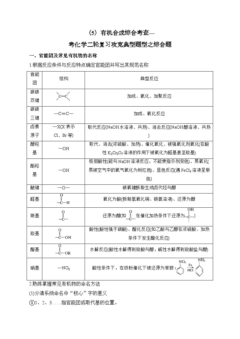 （5）有机合成综合考查【高考化学】二轮复习突破典型题型练习第1页