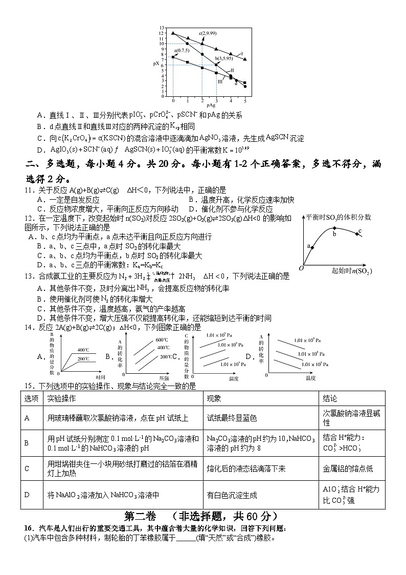 山东省济宁市邹城市兖矿第一中学2024-2025学年高二第一学期化学阶段性测试+人教版选择性必修一（2019版）第3页