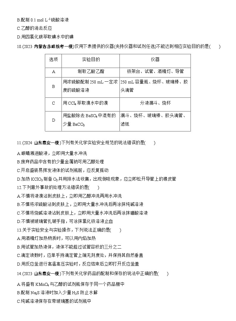 专题七　选择题专攻1　常用实验仪器、试剂保存、实验安全--2025年高考化学大二轮专题复习（专练）第3页