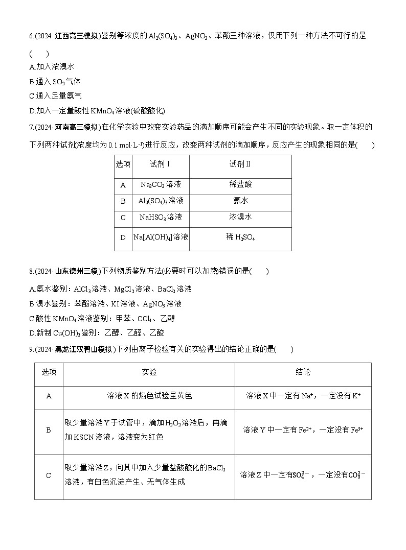 专题七　选择题专攻3　物质的检验与鉴别--2025年高考化学大二轮专题复习（专练）第2页