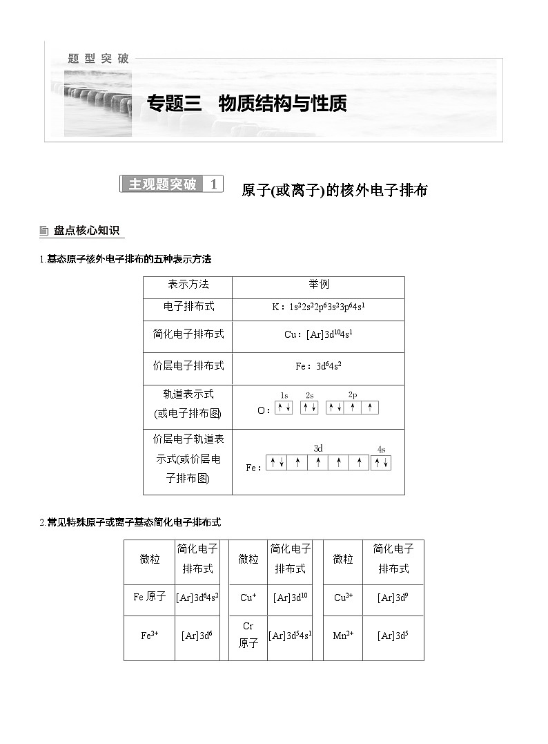 专题三　主观题突破1　原子(或离子)的核外电子排布--2025年高考化学大二轮专题复习（学生版）第1页