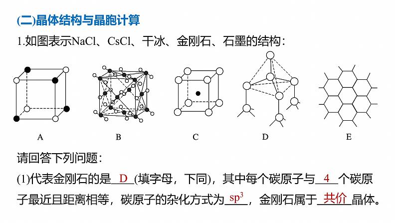 专题三　主观题突破4　晶体类型与性质　晶体结构--2025年高考化学大二轮专题课件第4页