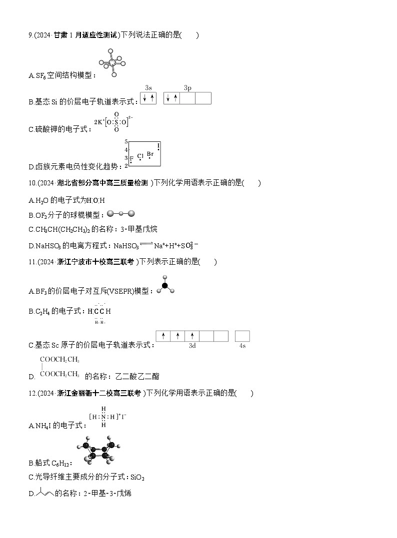 专题一　选择题专攻1　表示物质组成与结构的化学用语--2025年高考化学大二轮专题复习（专练）第3页