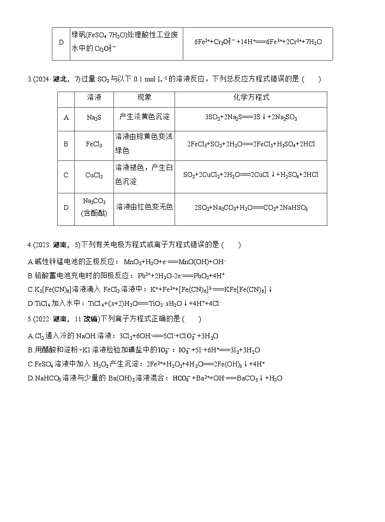 专题一　选择题专攻2　表示物质转化的化学用语--2025年高考化学大二轮专题复习（学生版）第2页