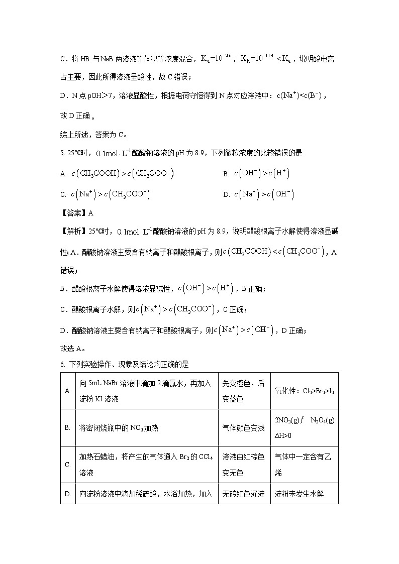 2023~2024学年重庆市高一下学期3月月考化学试卷（解析版）第3页