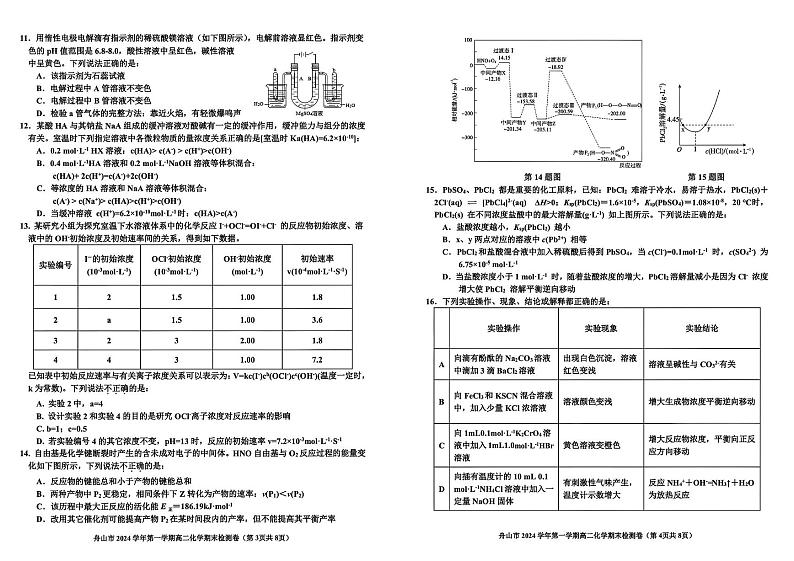 浙江省舟山市2024-2025学年高二上学期期末化学试题第2页