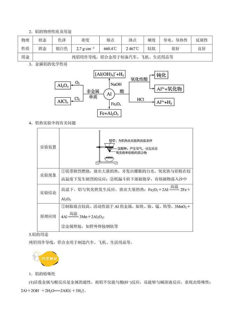 考点15 铝及其化合物（核心考点精讲） 备战2024年高考化学一轮复习考点帮（全国通用） 学案第2页
