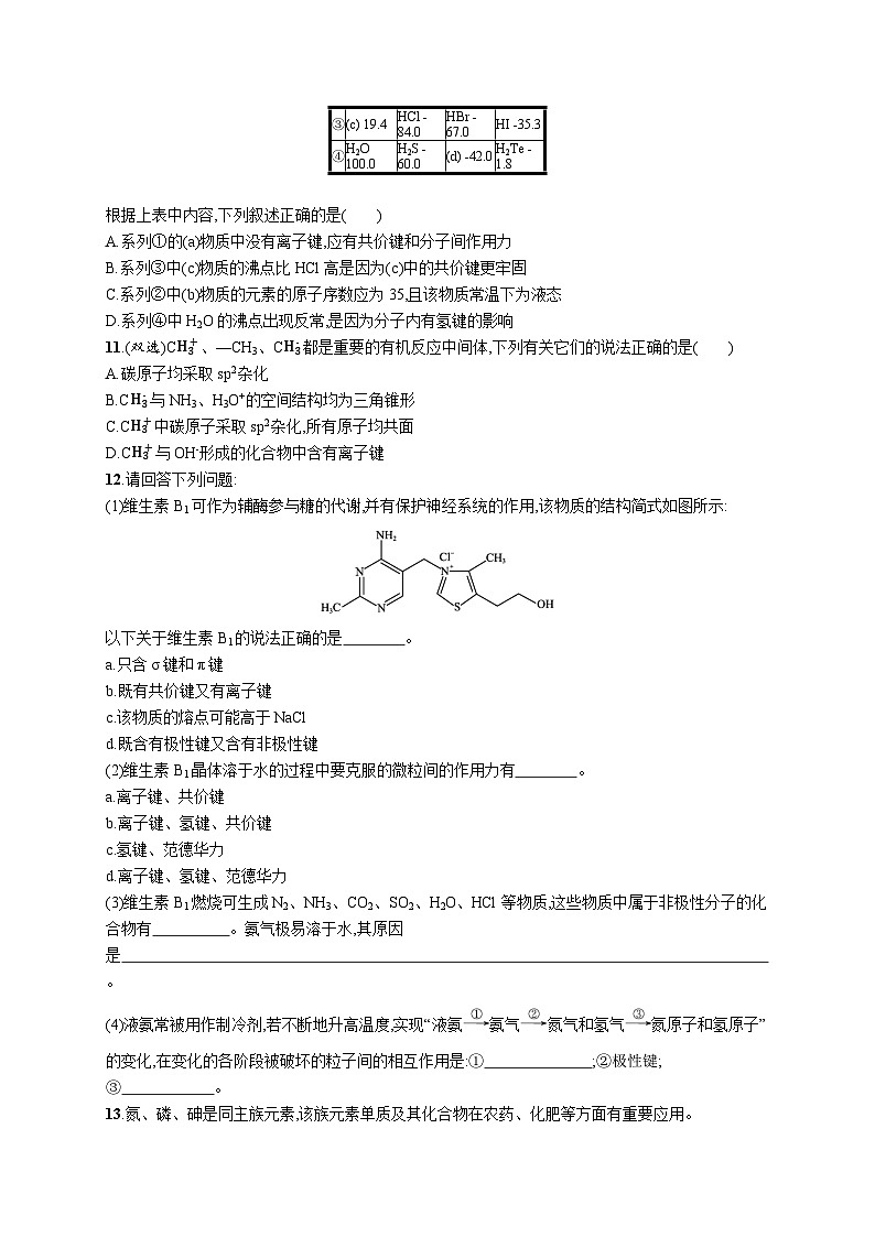 2025届高考一轮复习专项练习 化学规范练15　化学键　分子结构与性质 Word版含解析第3页