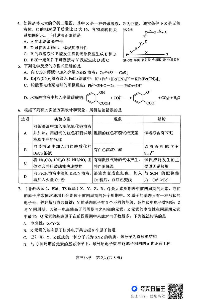 河南省南阳市2024-2025学年高三上学期期末考试 化学试题第2页