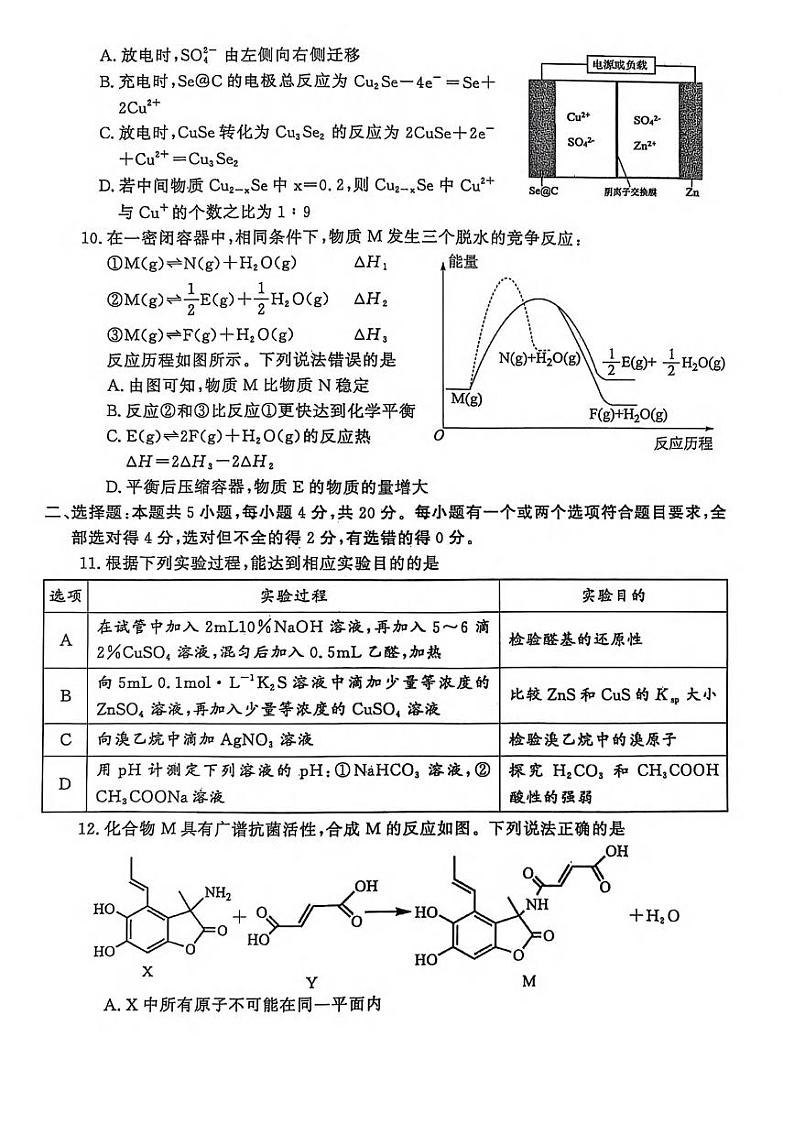 化学丨山东省潍坊市、临沂市2025届高三1月期末质量检测化学试卷及答案第3页