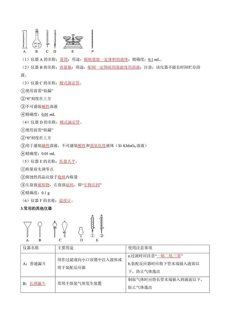 考点40 化学实验的常用仪器和基本操作（核心考点精讲精练）-备战2025年高考化学一轮复习考点帮（新高考通用）（教师版）第3页