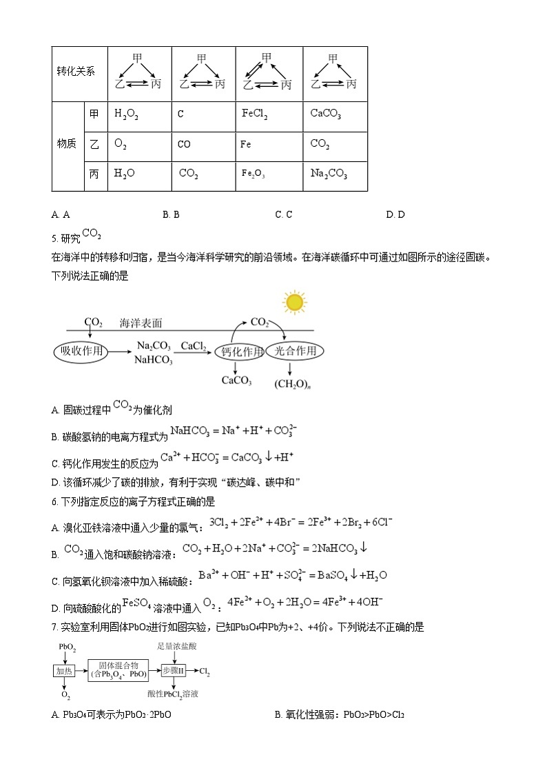 安徽省合肥八中2024-2025学年高一上学期期中化学试卷  Word版无答案第2页