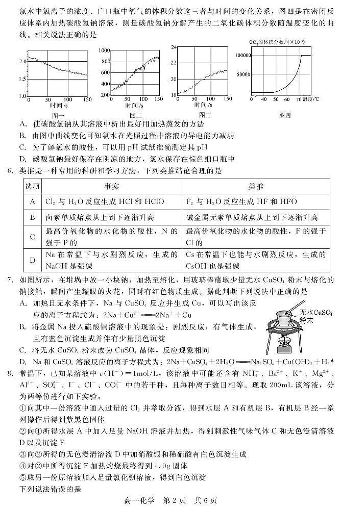 2025邯郸NT20名校联合体高一上学期期末考前实战大演练试题化学PDF版含解析第2页