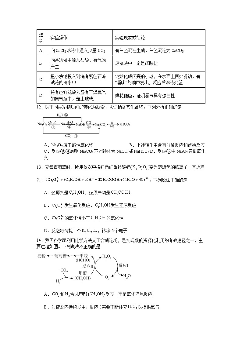 2024-2025学年高一上学期化学人教版（2019）必修第一册  期末模拟卷1第3页