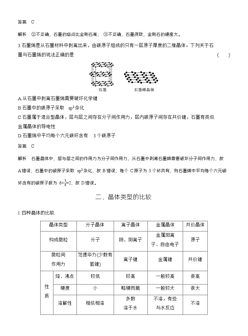 第三章　第三节　第2课时　过渡晶体与混合型晶体　晶体类型的比较（教师版）第3页