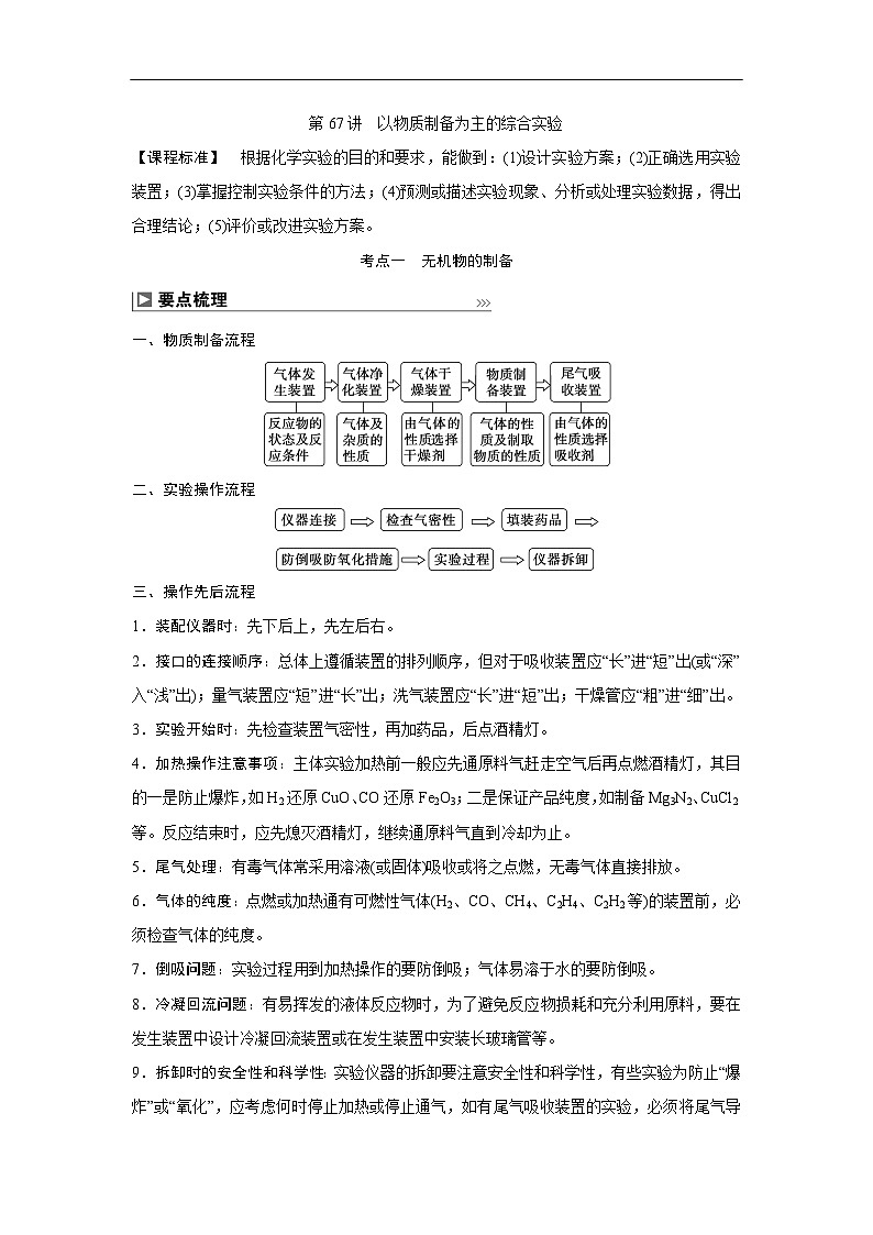 第67讲　以物质制备为主的综合实验第1页