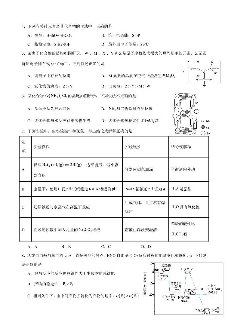 山东省淄博实验中学2024-2025高三下学期开学考试化学试卷（PDF版，含答案）第2页
