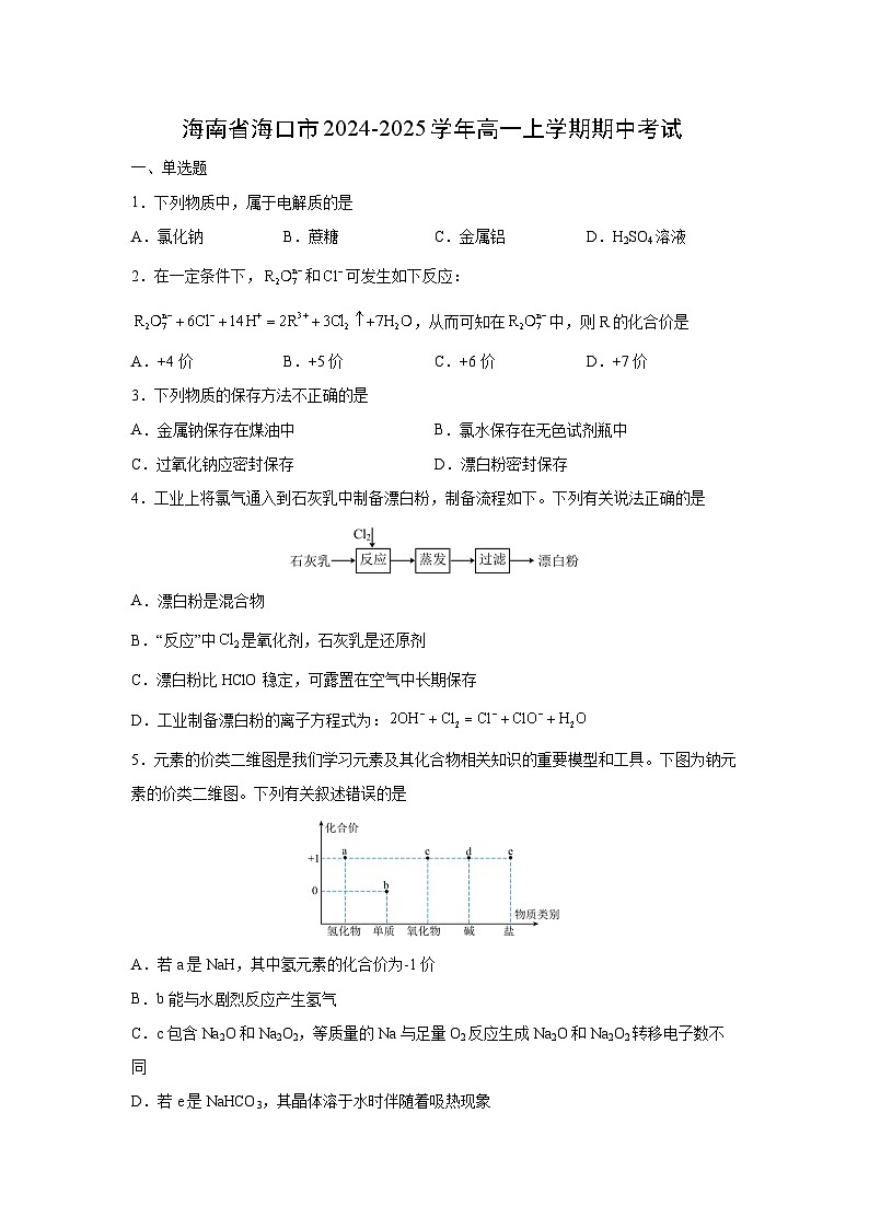 2024~2025学年海南省海口市高一上期中考试化学试卷（解析版）第1页