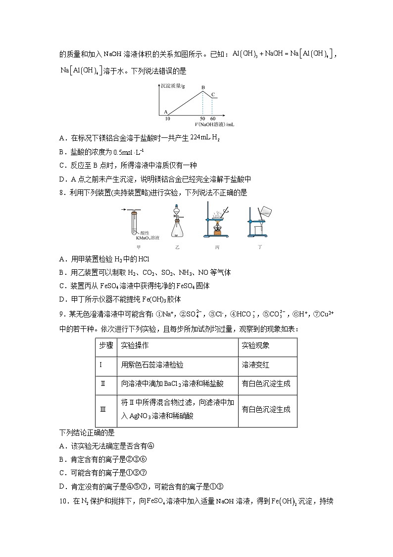 2024~2025学年山东省济南市第一学期高一期末测试化学试卷（解析版）第2页